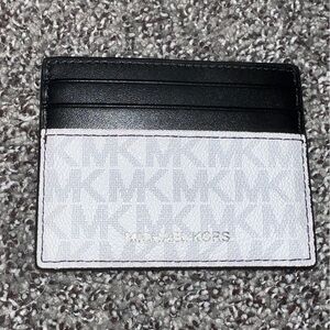 Michael Kors Black & White MK Logo Card Holder